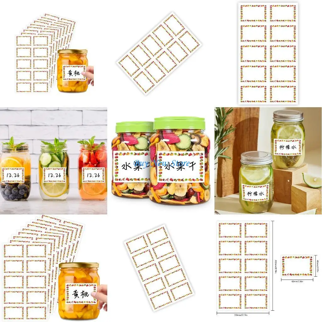 

20CE 100Pcs Fruit Borders Sticker Container Label For Glass Jar Journal Notebook
