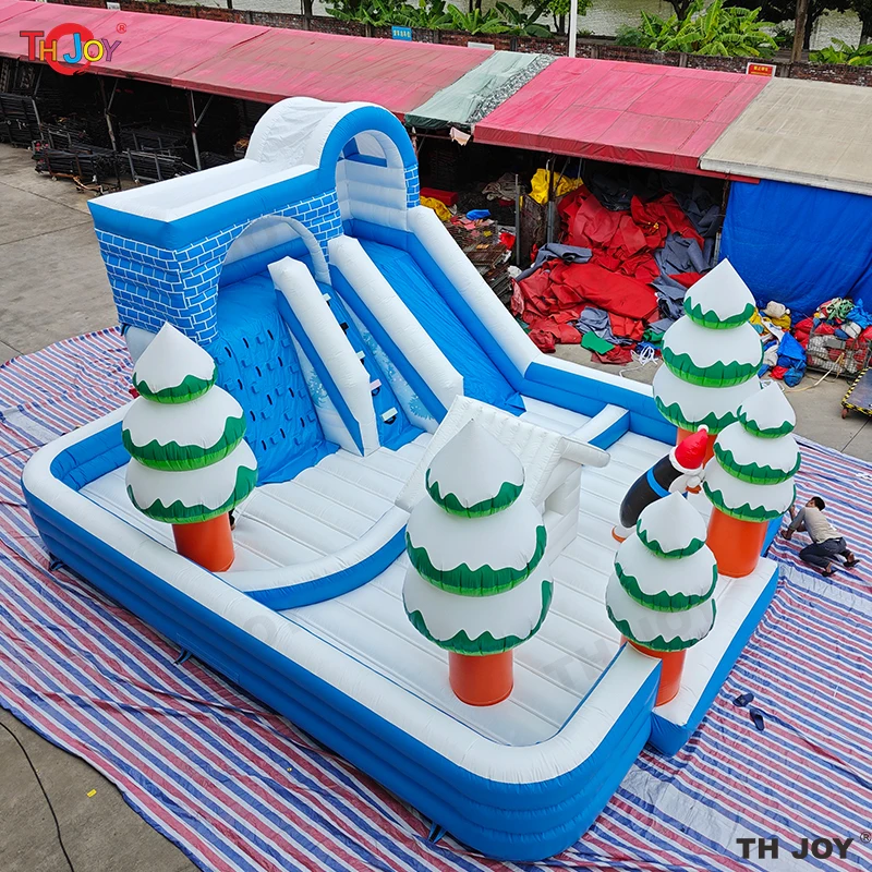 9x7m Outdoor New Design Inflatable Christmas Themed Bouncy Castle With Slide For Kids And Adults