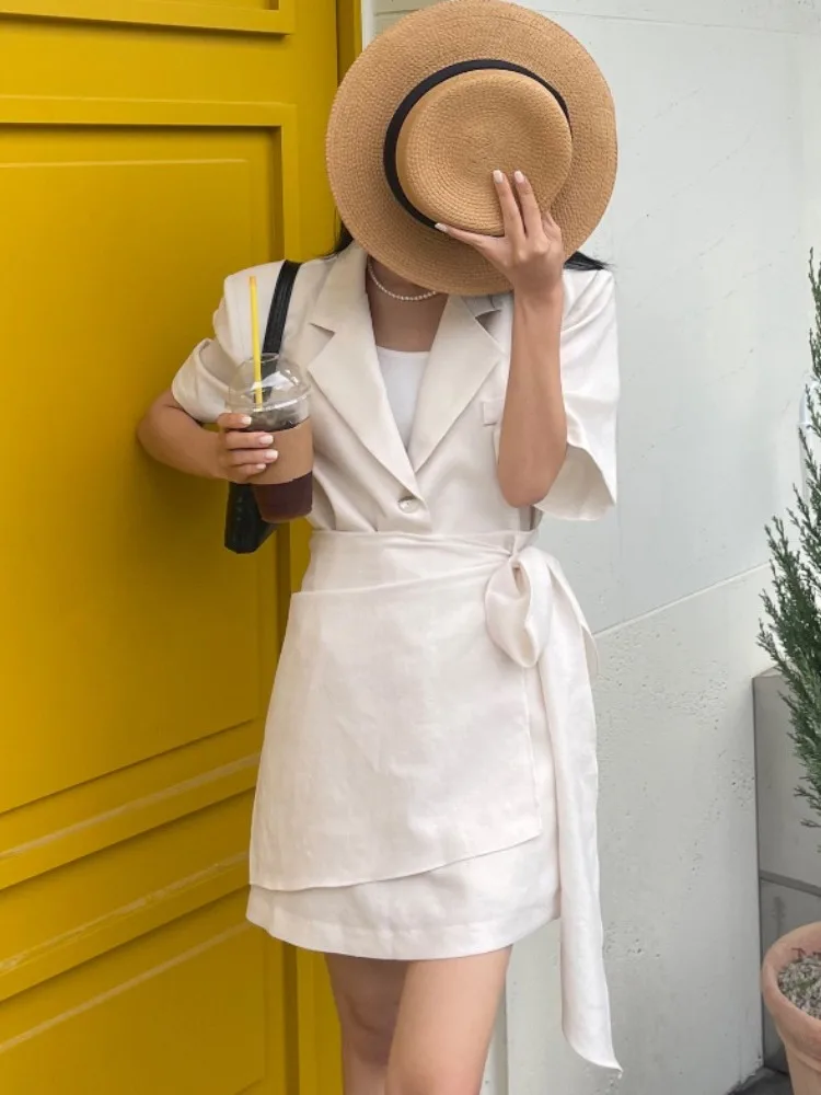 

Ele Summer Women's Suiting Set Loose Fit plus Asymmetrical Skirt Faionable Casual Wear for Women