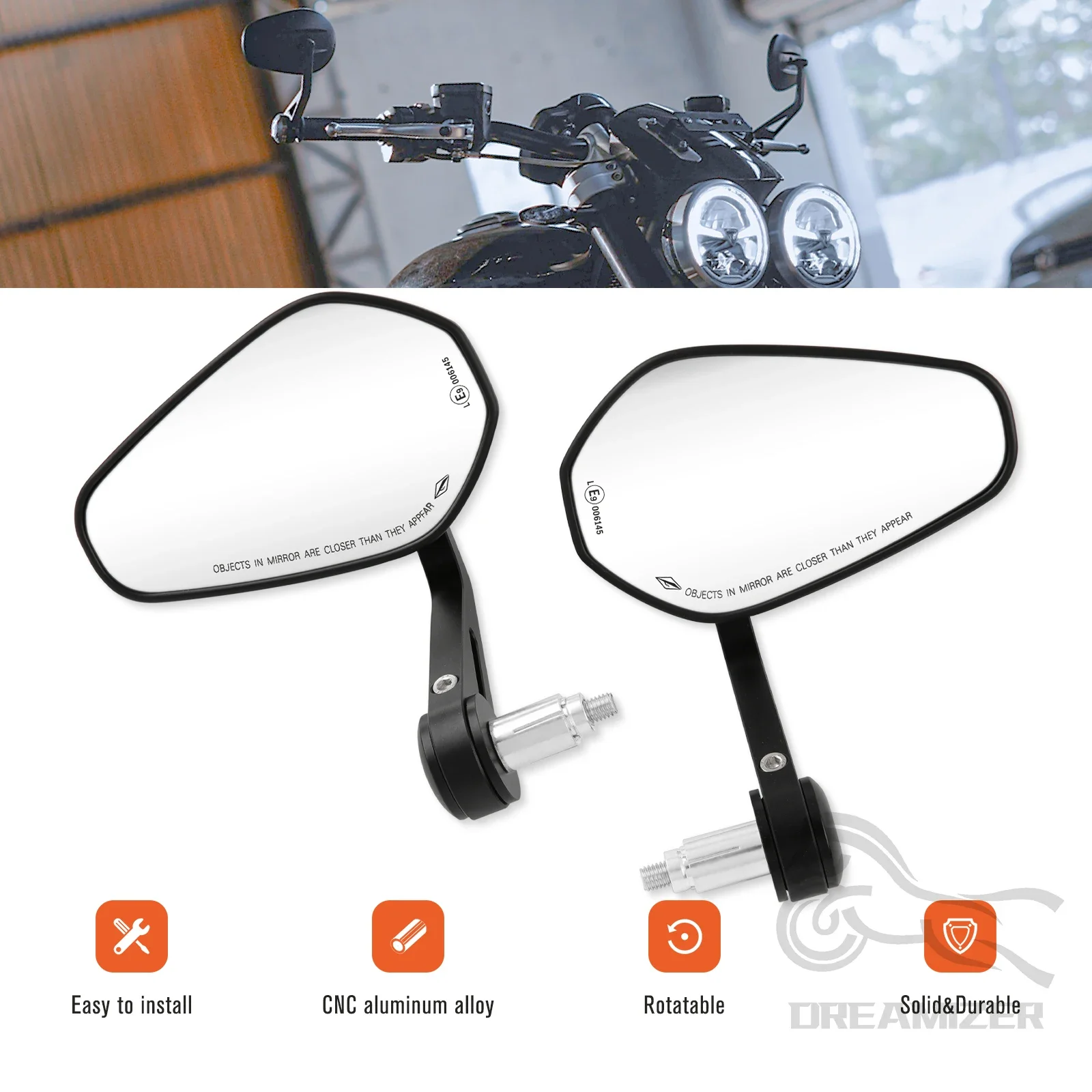 

7/8" or 1" Motorcycle Motorbike Scooters Rear View Side Mirror Handle Bar End Mirrors Motor Parts Accessories