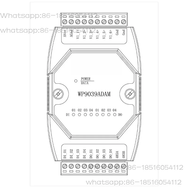 6VI / 4DI / 4DO 0-10V input / Digital input and output module / RS485 MODBUS RTU communication WP9038                ADAM