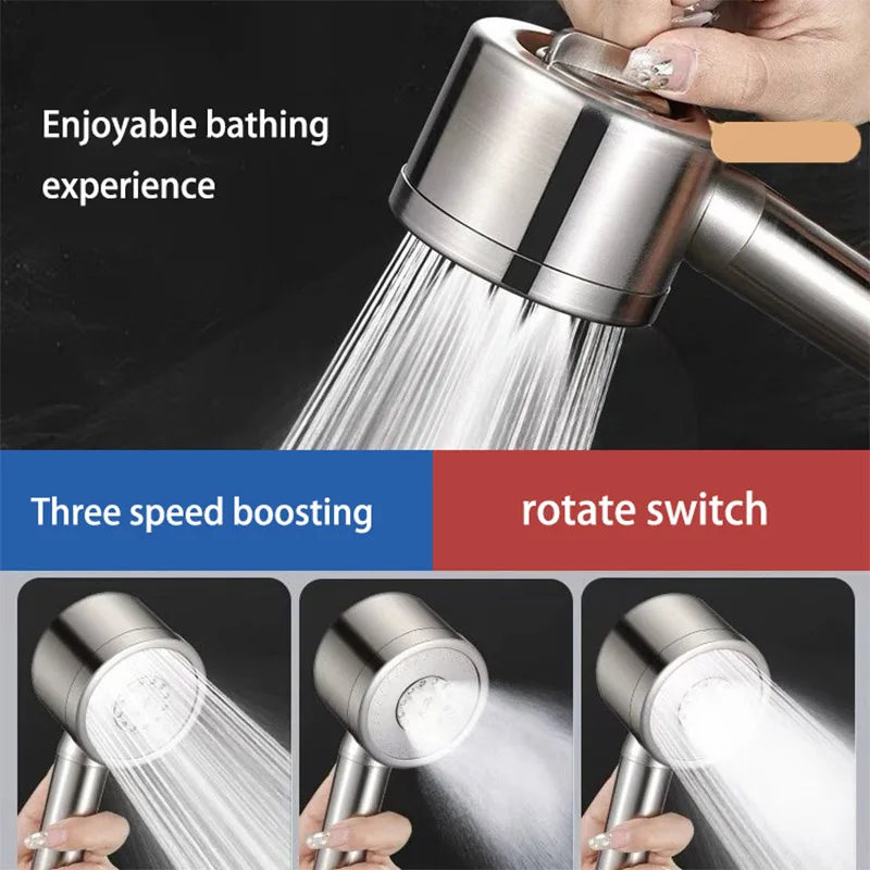 

Душевой набор из нержавеющей стали 304 с тремя режимами струи, ручная лейка для душа, аксессуары для ванной комнаты, дождевой душ, напорная лейка