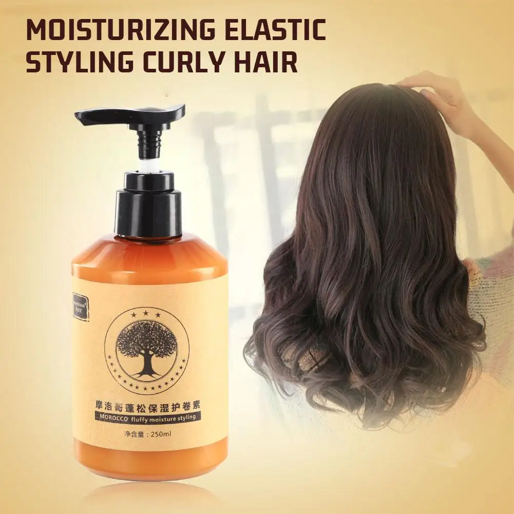 250ML Langlebige Styling Marokkanische Volumen Feuchtigkeitsspendende Elastizität Haar Lockige Elastin Feuchtigkeitsspendende Styling Creme Pflege J0T6