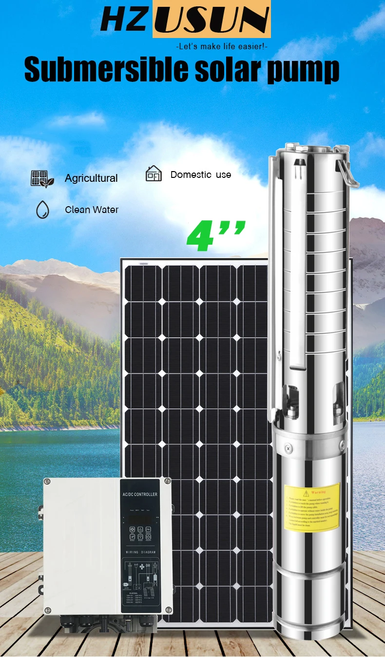 HZUSUN 3 PS solarbetriebener Sprinkler, landwirtschaftliches Wasserpumpsystem, AC DC, Solar-PV-Zellenpumpe für die Wasserversorgung von Bohrloch – Detail 2