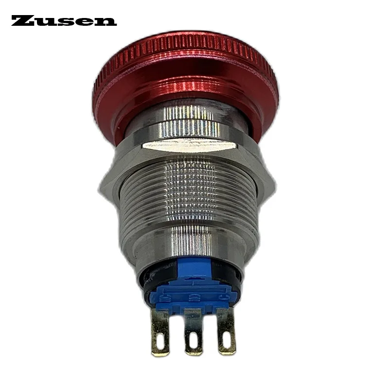 Zusen 22mm Tombol Tekan Darurat Logam Merah Bentuk Jamur IP65(ZS22F-11T/S)