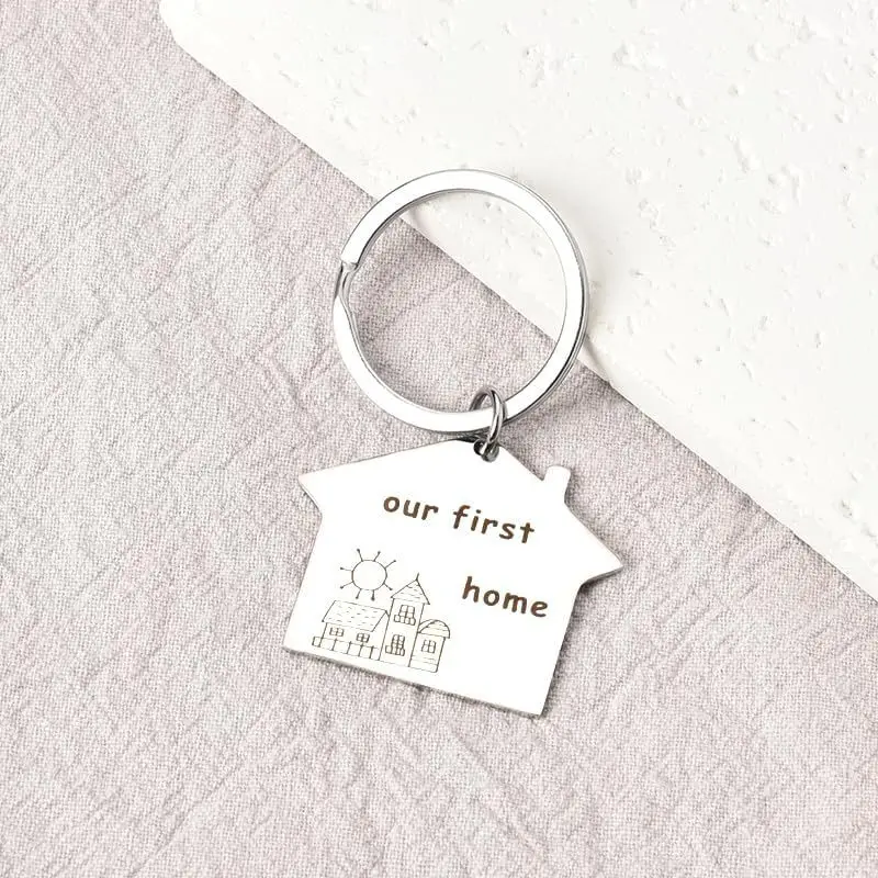 Housewarming Gift KeyChain Women Our First Home 2024 Key Chain for Men Stainless Steel Key Ring House Pendant Girls Gift Jewelry