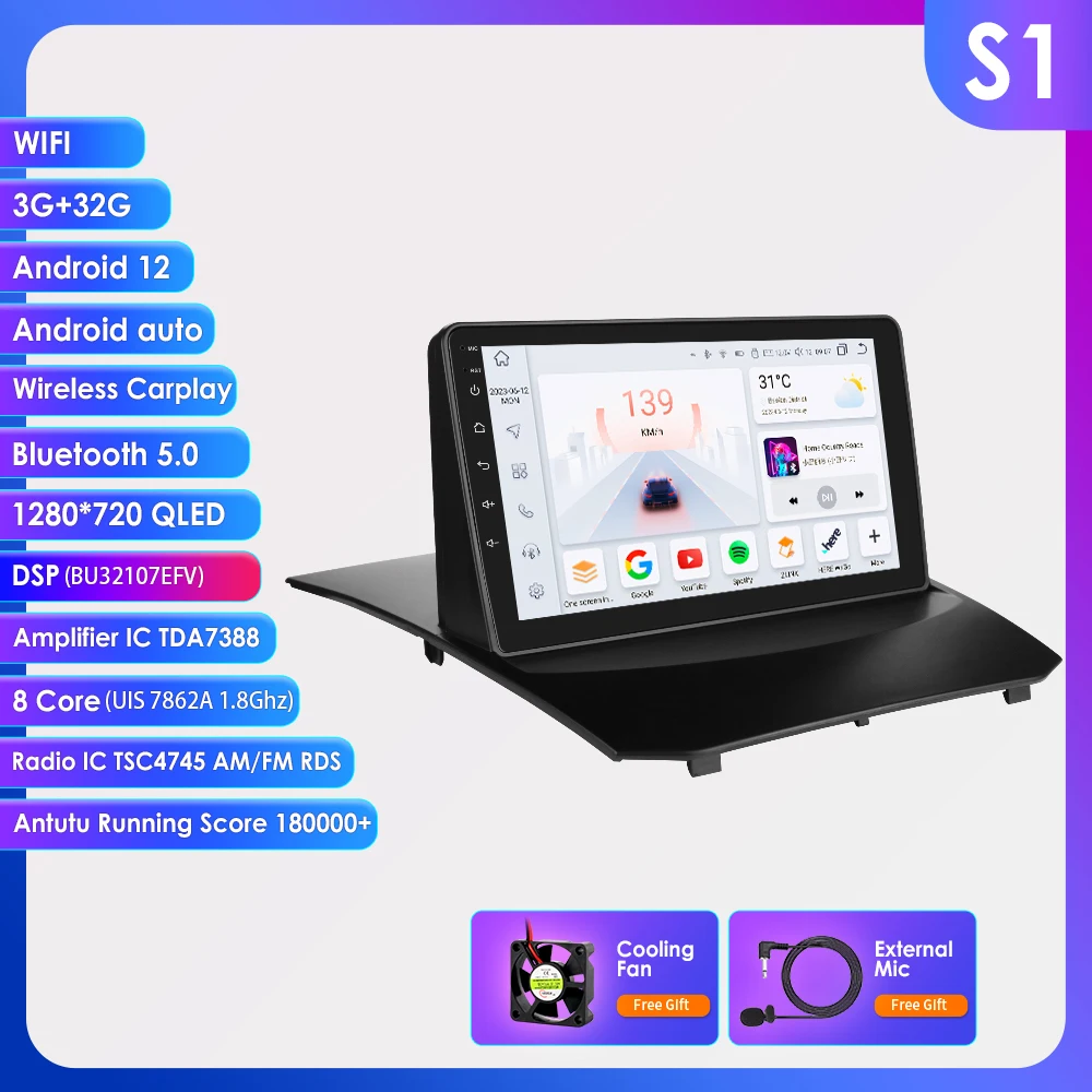 Hizpo 9 inch draadloze CarPlay Android Auto autoradio voor Ford Fiesta 2009-2017 met fabrieks SYNC Multimedia draadloze Apple CarPlay slimme intelligente systemen IPS touchscreen stereo videospeler 2