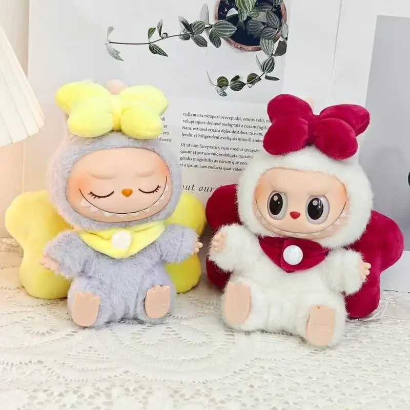 

3 Styles Only Clothes 17cm Labubu Mini Cute V1 V2 Enamel Doll Waifu Big Bow Casual Lady Sweet Princess Wind Surprise Small Gifts