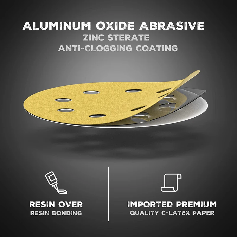 10 قطعة 5 بوصة 8 حفرة 125 مللي متر أقراص الصنفرة الصفراء هوك وحلقة ورق الرمل 40-800 حصى قرص الطحن أداة تلميع جلخ