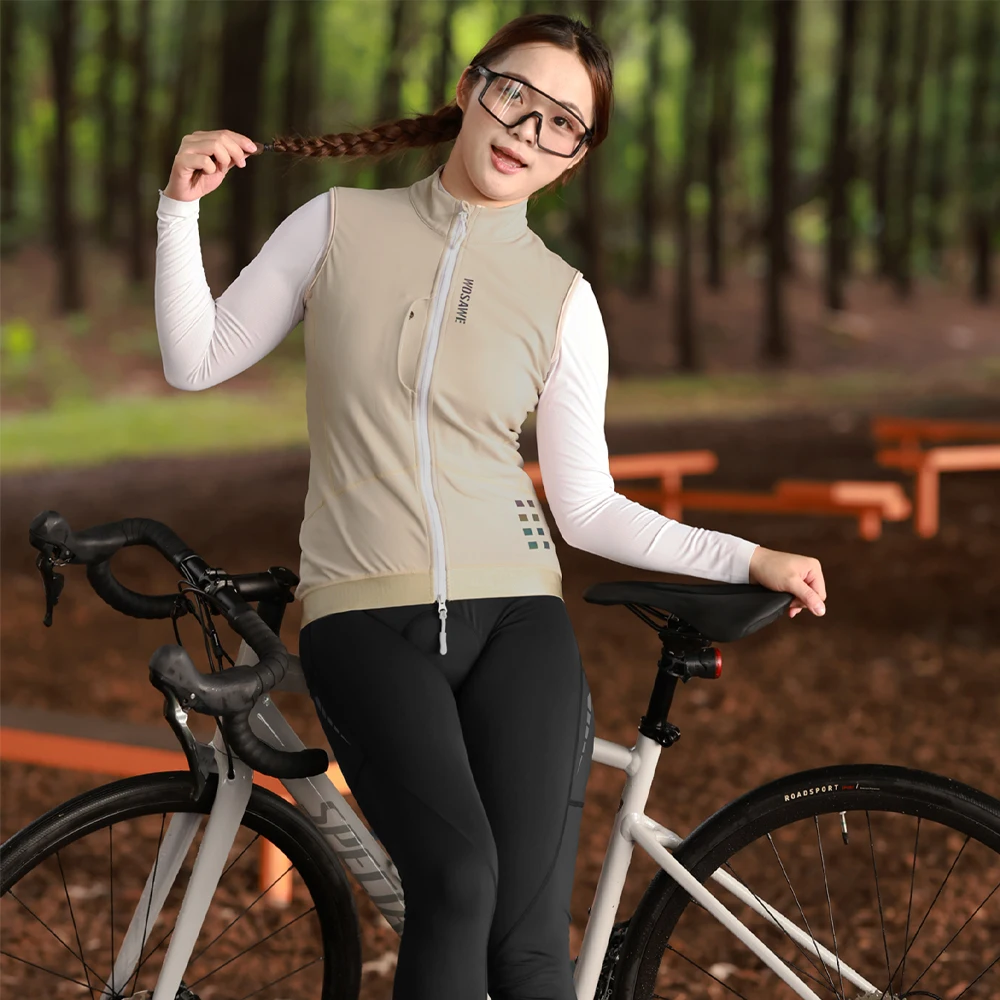 WOSAWE Thermo-Winter-Fahrradweste, winddichte Fahrradjacke, ärmellose Windjacke, Gesäßtaschen für Damen und Herren – Detail 21