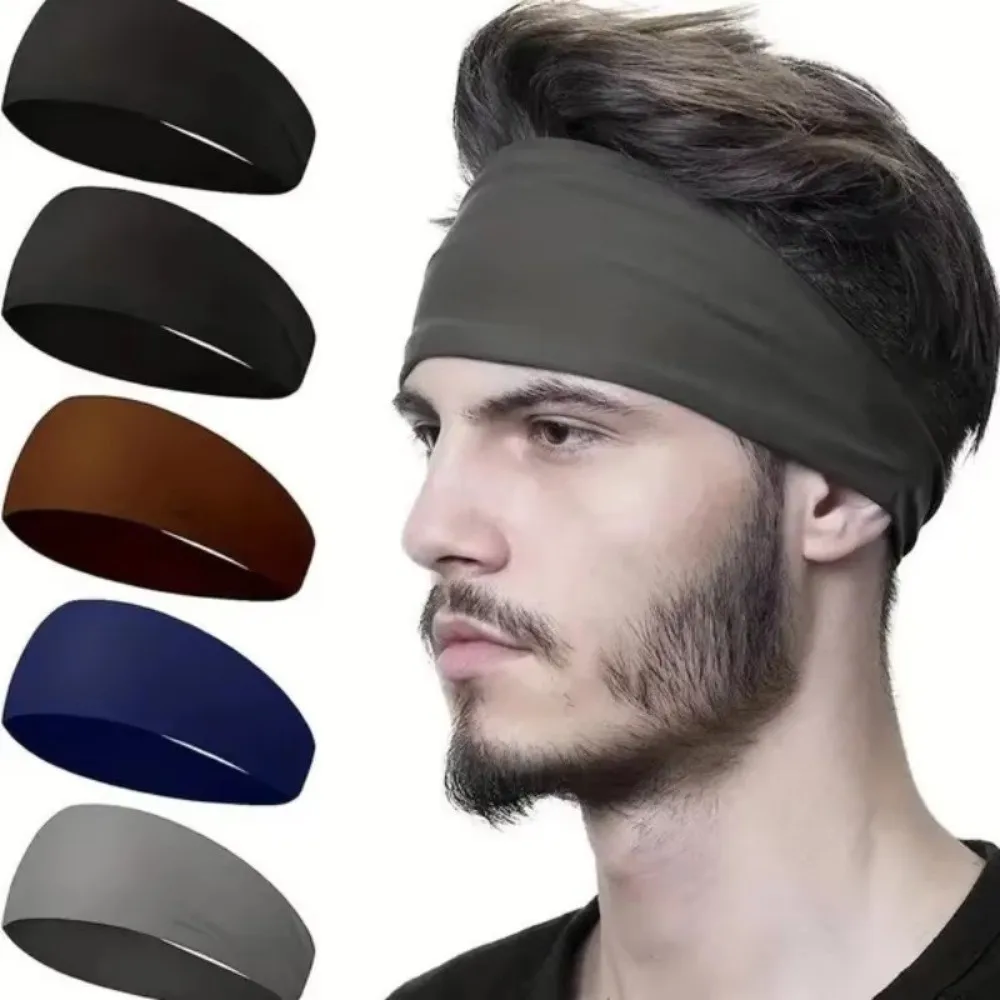 New Stretch Fabric Sports Headband Wide Band Sweat Absorbent Workout Headband Solid Color Twisted Design Head Wrap Yoga Fitness