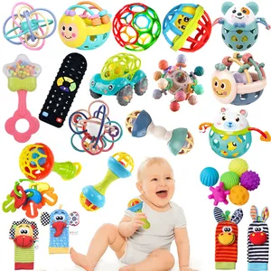 Детские игрушки 6-12 месяцев, сенсорные погремушки, Прорезыватель для зубов, шарик для рук, игрушка для новорожденных, раннее развитие, погремушки для детей