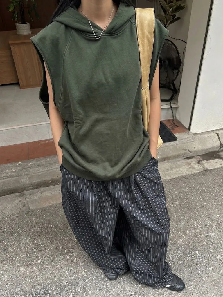 Loose Sleeveless Hoodie Vest Dark Style Layering Clothing Breathable Cotton Casual Wear for Men Online Exclusive 2026 Summer