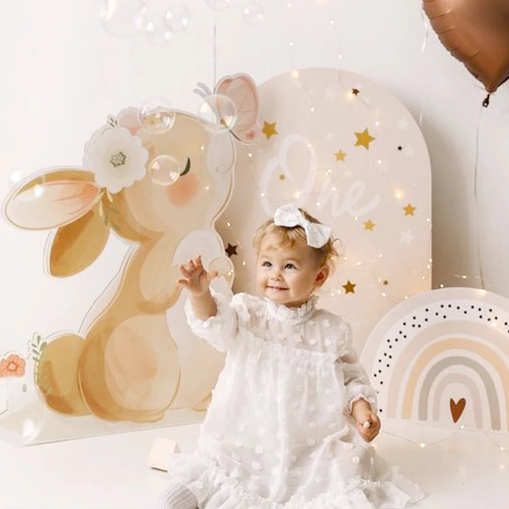 45/61/92cm Cute Bunny Cardboard Cutouts Butterfly Rabbit Backdrop Board for Baby Shower Wedding Birthday Party Prop Decoration