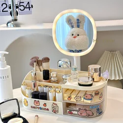 Multi functional Cosmetics Storage Box Desktop Dressing Table Makeup Mirror Skincare Product Storage Rack Lipstick Sorting Box