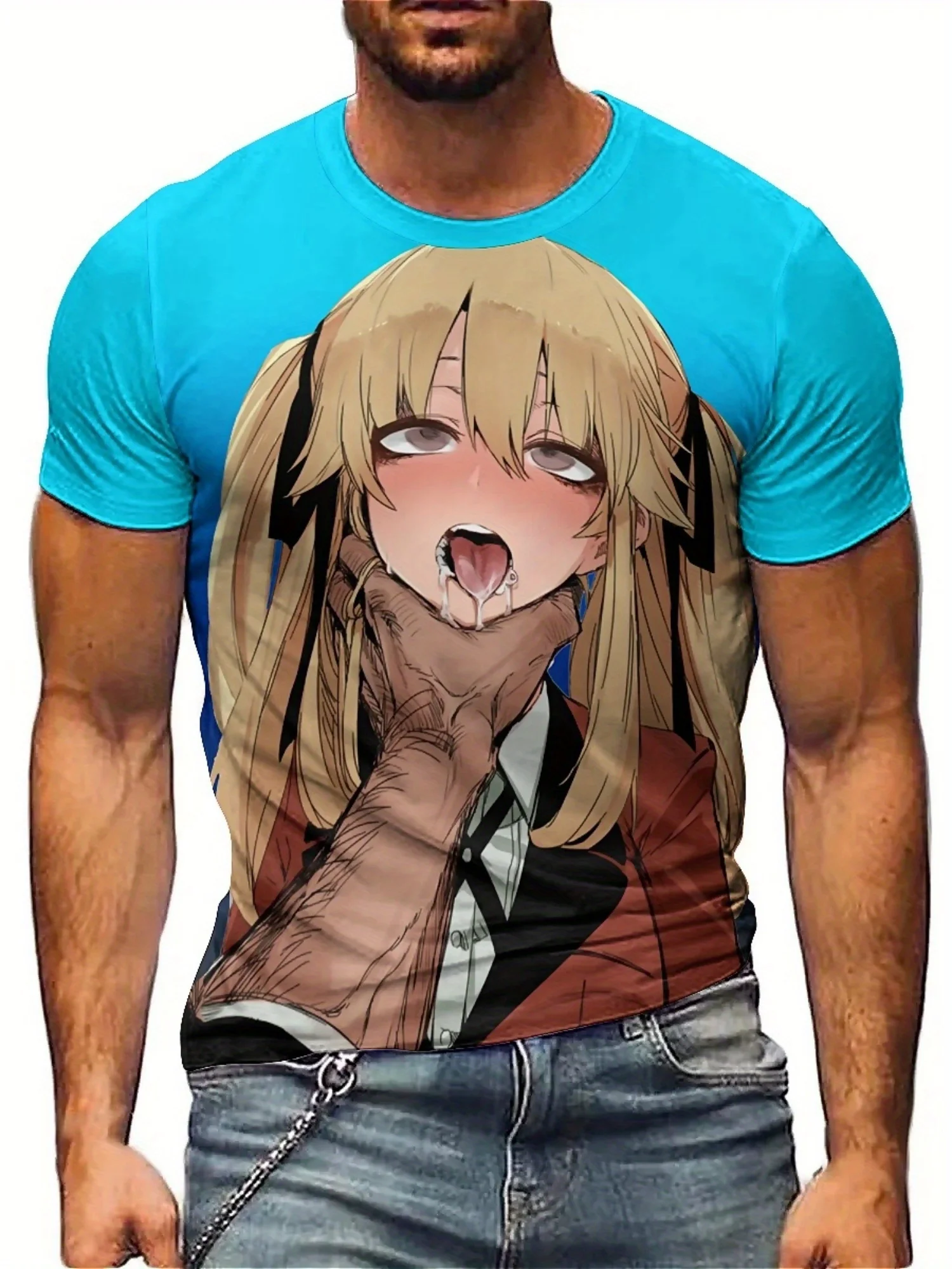 

Plus Size Anime Graphic T-Shirt for Men & Women - Soft Polyester 3D Print Short Sleeve Tee with Vibrant Anime