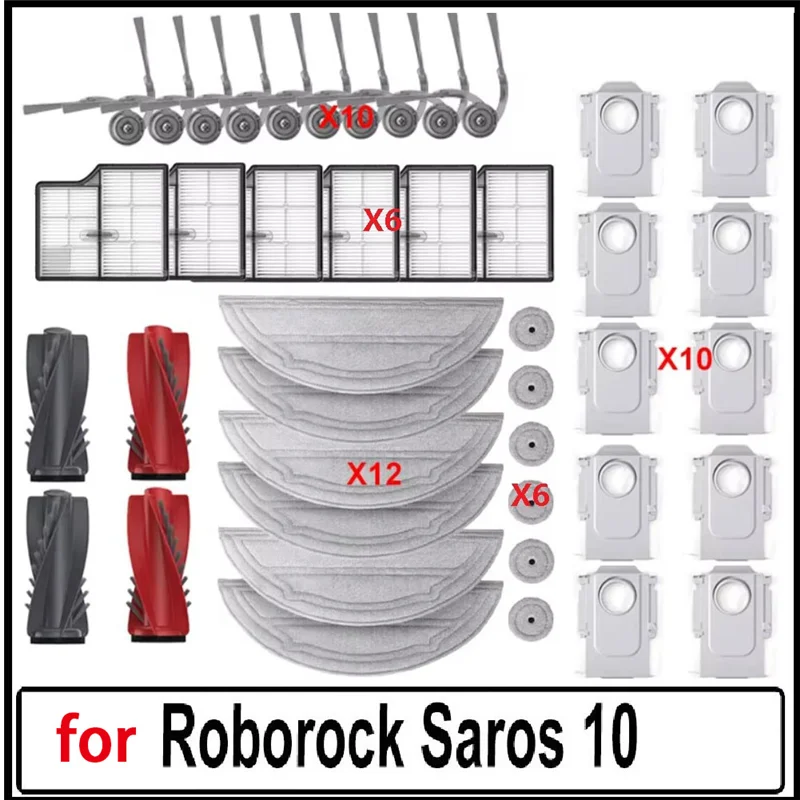 A88X Für Roborock Saros 10, Zubehör Wichtigsten Roller Mopp Tuch Staubbeutel Roboter Staubsauger Teile