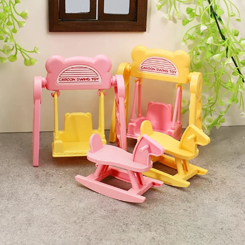 1 セットドールハウスマカロンカラーミニチュアスイングホースキットベビードール子供ふり遊びおもちゃ女の子ギフト DIY アクセサリー