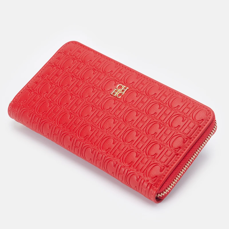 CH 여성용 럭셔리 핸드백 컴팩트 지갑 미니멀리스트 디자인 엠보싱 이니셜 여성용 동전 지갑 휴대용 가죽 지갑