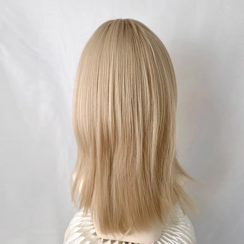 شقراء لوليتا تأثيري شعر مستعار رقيق الاصطناعية قصيرة مستقيم المرأة شعر مستعار مقاومة للحرارة للحزب اليومي #2