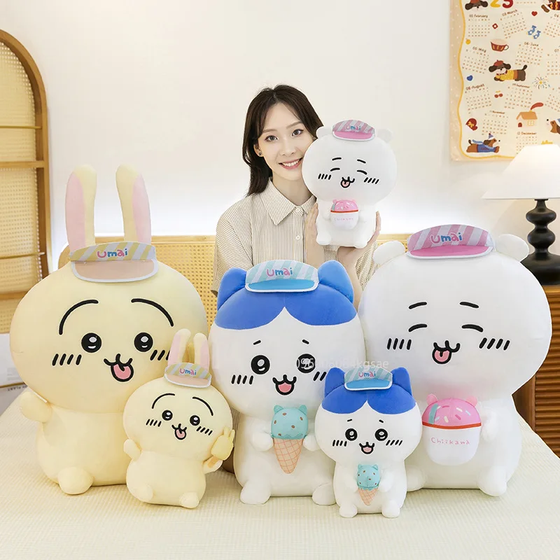 

65cm Big Size Ice Cream Chiikawa Stuffed Animal Plush Toy Cartoon Hachi Usagi Plushies Decoration Birthday Gifts for Children