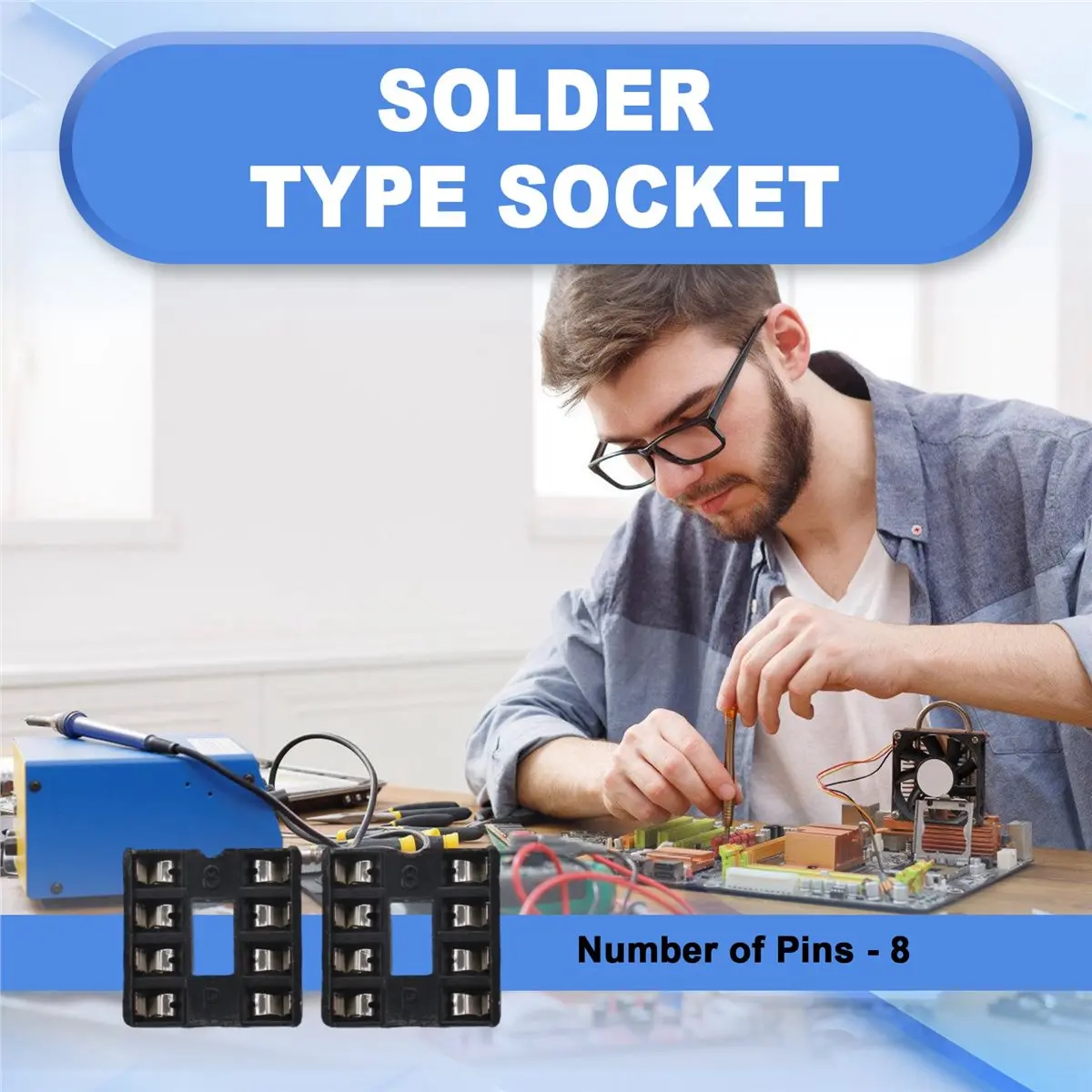 DTA4 8 Pin DIP IC Socket Adaptor Solder Type Socket 2.54mm Pitch for PCB Board 10 Pack