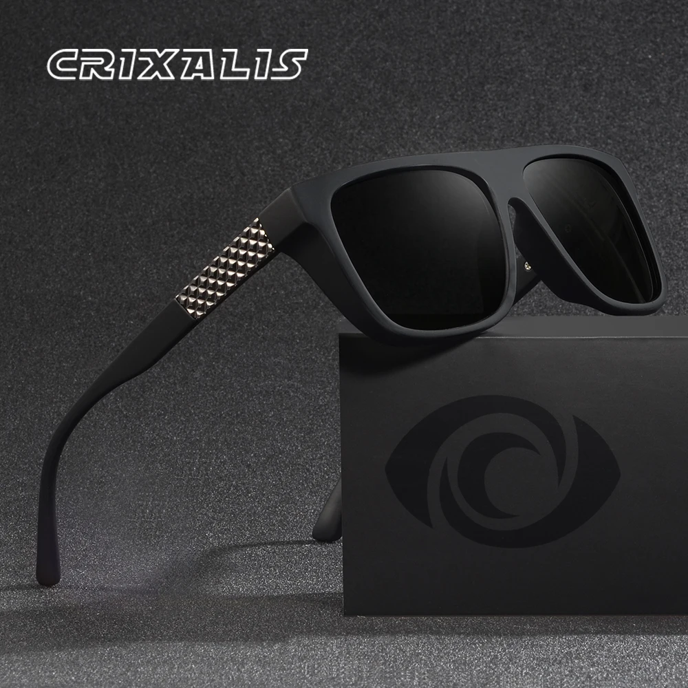 CRIXALIS Quadratische polarisierte Sonnenbrille für Männer und Frauen, Fahren, Angeln, Outdoor, neutrale Sonnenbrille, entspiegelter Schatten, UV400