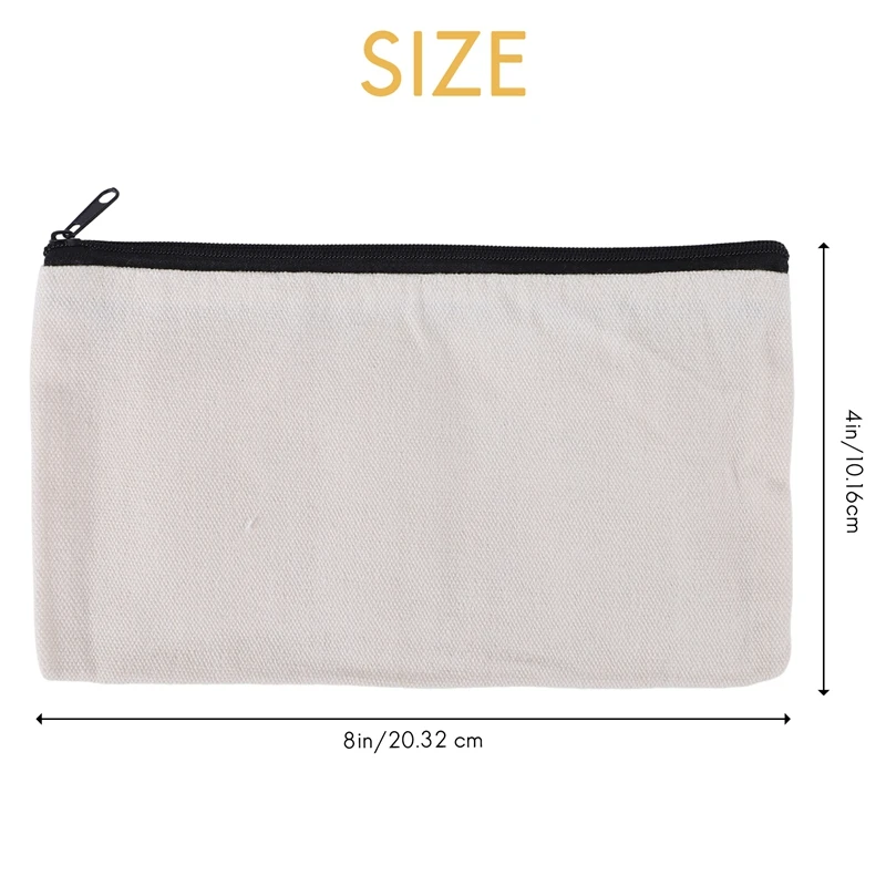 10 Pcs Blank DIY Craft Bag Canvas Pen Case Blank Makeup Bags - Canvas Pencil Bag Cotton Canvas Cosmetic Bag Travel Bag-A51M