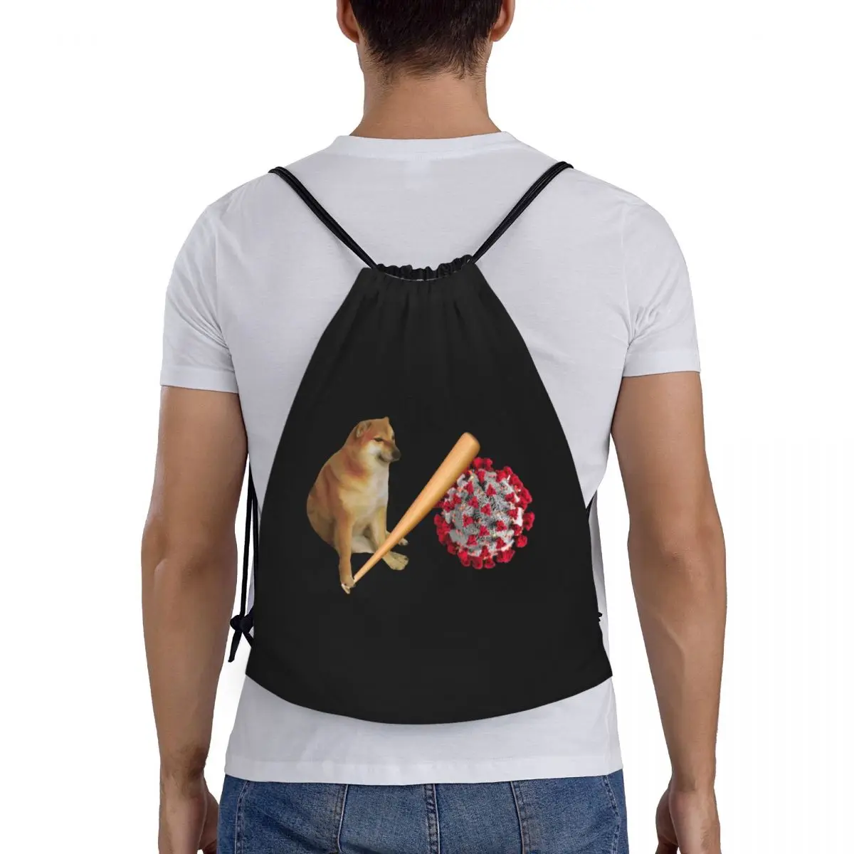 Custom Shiba Inu Dog Cheems Bonk Meme Trekkoord Rugzak Tassen Dames Heren Lichtgewicht Gym Sportzakken Voor Yoga