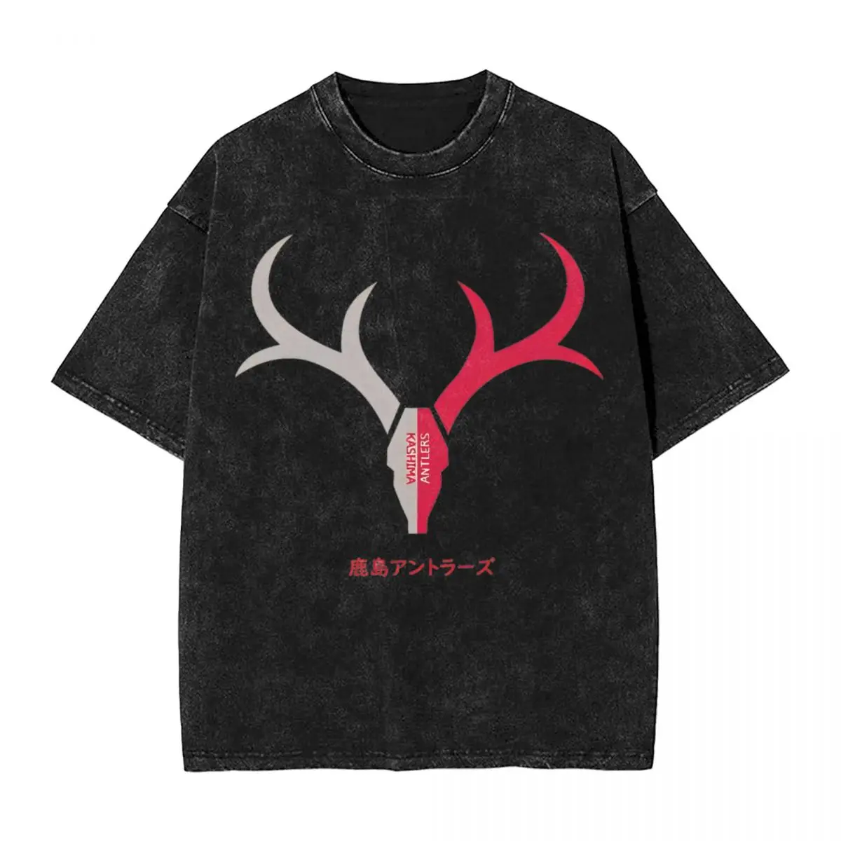 Kashima Antlers Washed T Shirt Streetwear T-Shirt Anime Captain Tsubasa Tee Shirt Men Women Short Sleeve High Street Printed