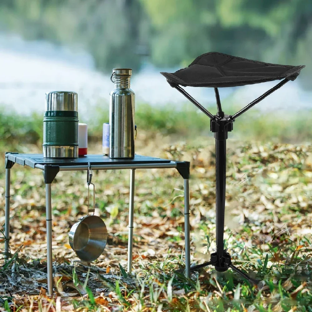 RGGMQQ 1 Set Camping-, Angel- und Wanderhocker, teleskopierbarer, tragbarer Dreibein-Sitz mit Tragetasche, höhenverstellbar, leicht und faltbar – Detail 15