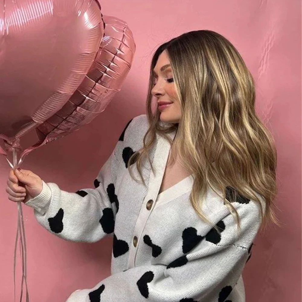 

18-дюймовый парик из смешанных человеческих и синтетических волос с балаяжем, термостойкий, с кружевной передней частью 13x4, средние свободные волны, светлые пряди, натуральная линия роста волос