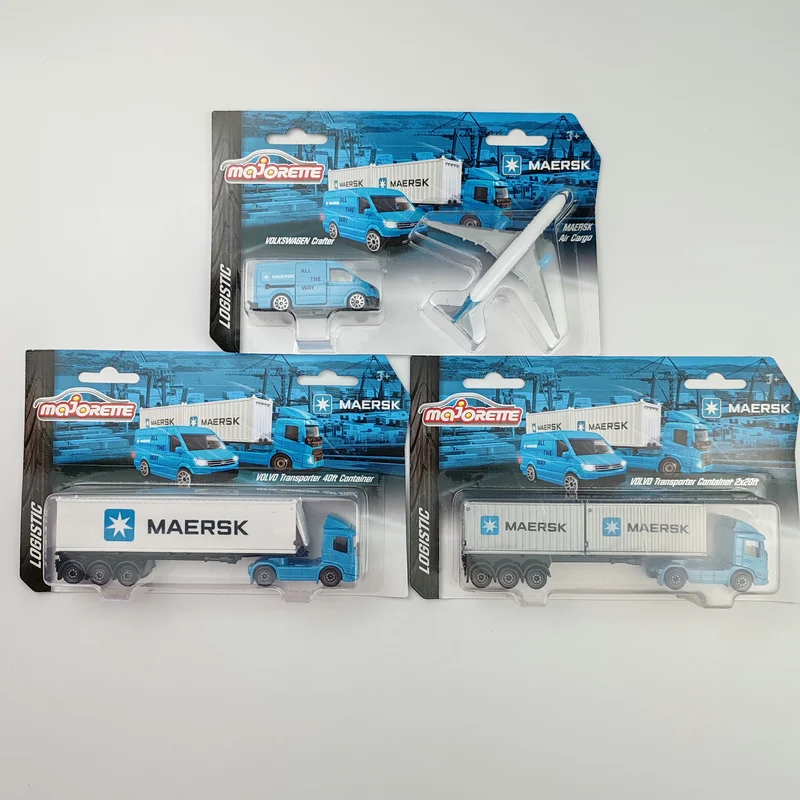 

Majorette Cars 1/64 VOLVO TRANSPORTER 40FT CONTAINER VOLKSWAGEN CRAFTER & MAERSK Die-cast Model Collection Toy Vehicles