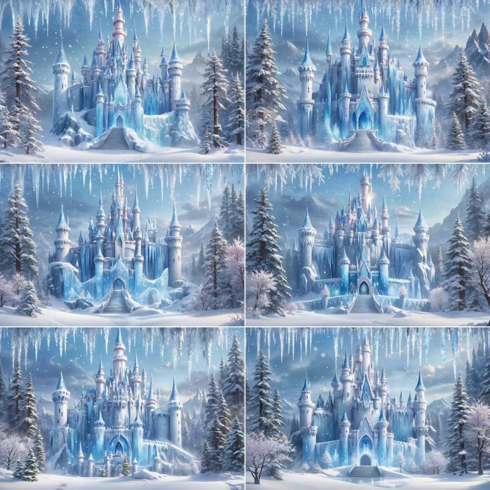 

MOON.QG Frozen Princess Birthday Backdrop for Girls Fairy Enchanted Winter Photography Backgrounds Custom Photozone Personalized