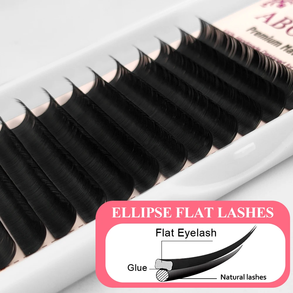 Abonnie Neue Nerz Flache Ellipse Wimpern Extensions 0,15 0,20 Weicher Ellipse Flache Lash Split Tipps Lash Einzelnen Volumen Cilios