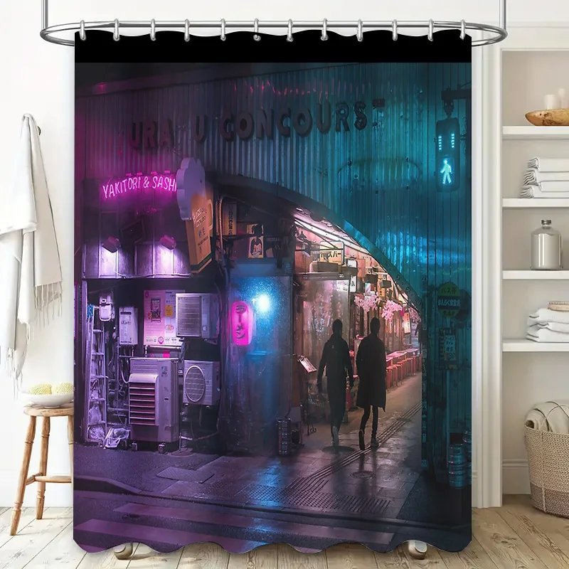 اليابانية زقاق ليلة مدينة دش الستار أنيمي كيوتو شارع التصوير خلفية ديكور الحمام