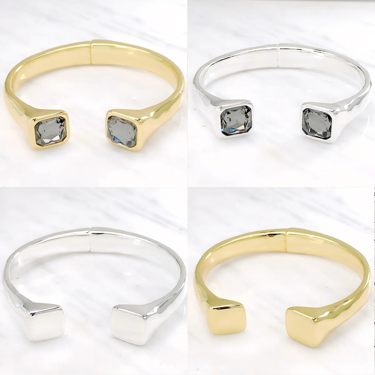 

Лето 2025 г., ослепительный Премиум-золотой, серебряный цветной кристалл, открытый браслет, ювелирные аксессуары для пары, подарок на годовщину