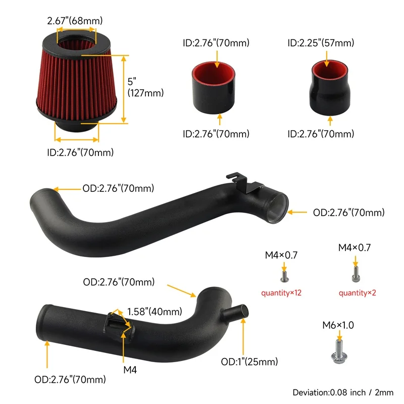 طقم مدخل الهواء البارد لشركة فولكس فاجن MK5 MK6 MK3 MK2 B6 باسات أودي A3/S3 06-08/13 EA113 أسود