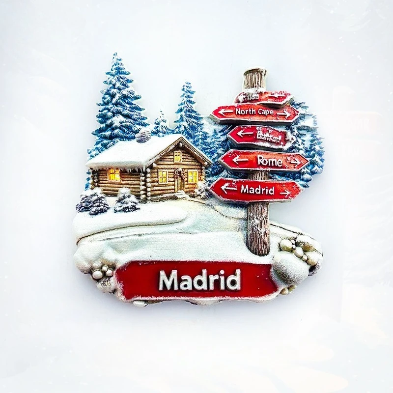 Madrid Christmas Village Fridge Magnet - 3D Santa's Holiday Scene Unique Spanish Festive Souvenir & Memorable Christmas Gift