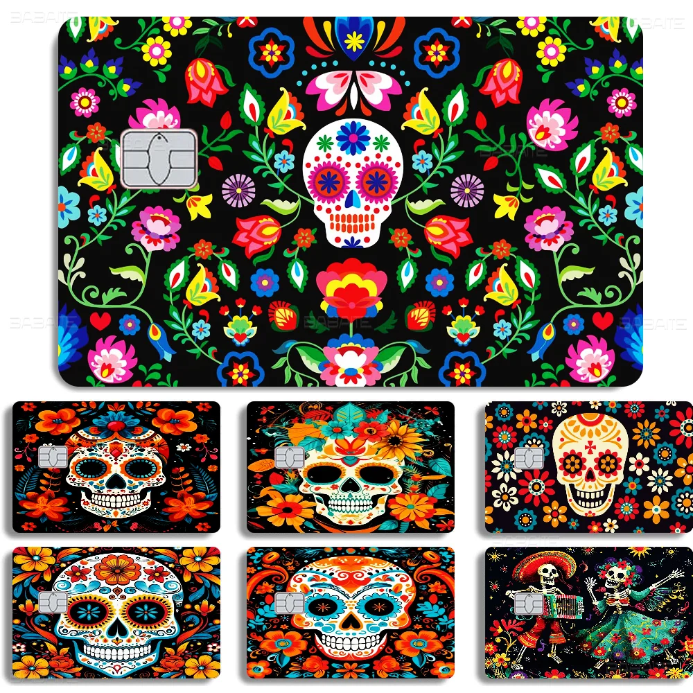 

Mexico Day Of The Dead Sugar Skulls Game Anime Sticker Film Skin Cover Case For Small Large No Chip Debit Credit Card Front Side