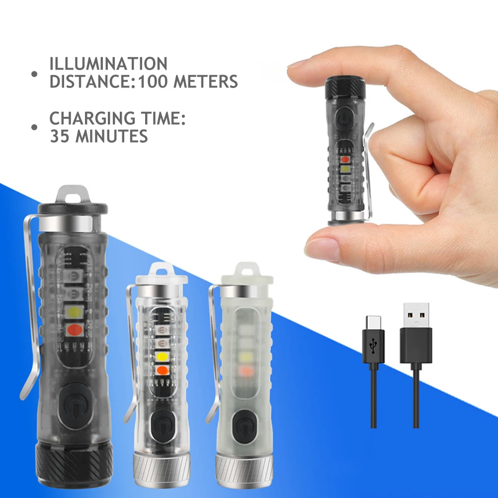 

Compact Rechargeable Keychain Flashlight with High Brightness LED 11 Modes Wide Range Illumination for Work Travel Survival Tiny
