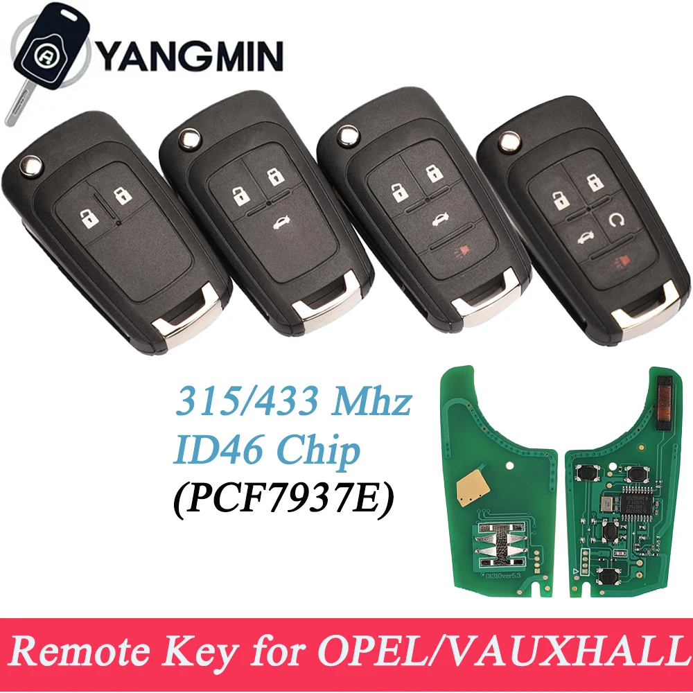 

2/3/4/5 Buttons Car Remote Key for OPEL VAUXHALL Astra J Corsa E Insignia Zafira C 2009-2016 315 / 433MHz PCF7937E key shell