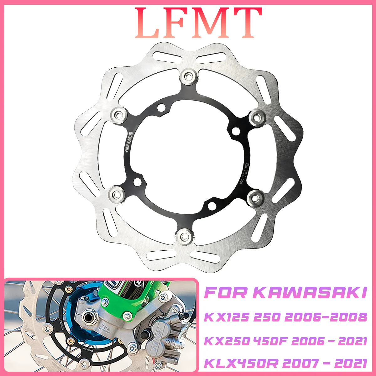 

Motorcycle 270mm Front Floating Brake Disc Rotor part For Kawasaki KX KLX KX125 KX250 KX250F KX450F KLX450R 2006-2019 2020 2021