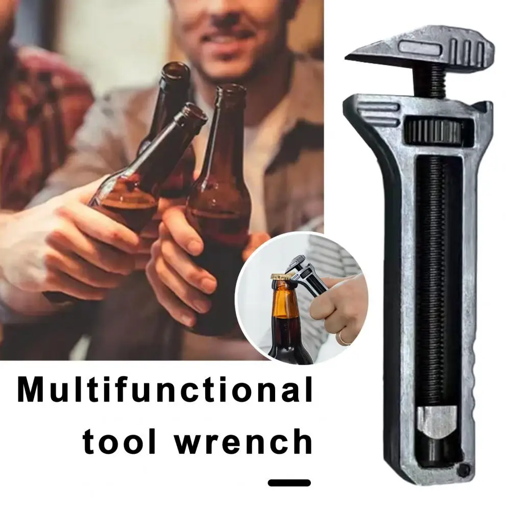 Keychain Bottle Opener Mini Wrench Rustproof Mini Wrench Adjustable Pry Bar Portable Alloy Multi-tool Screwdriver Tip