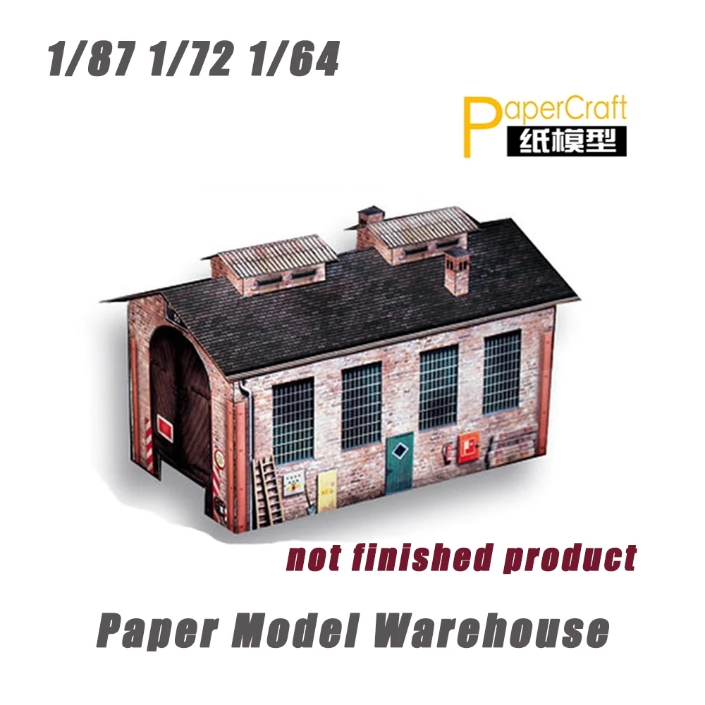 

HO Paper Model Train Warehouse 1:87 1:64 1:72 Factory Scene for DIY Model Making/Diorama/Toys/Gift 1PC