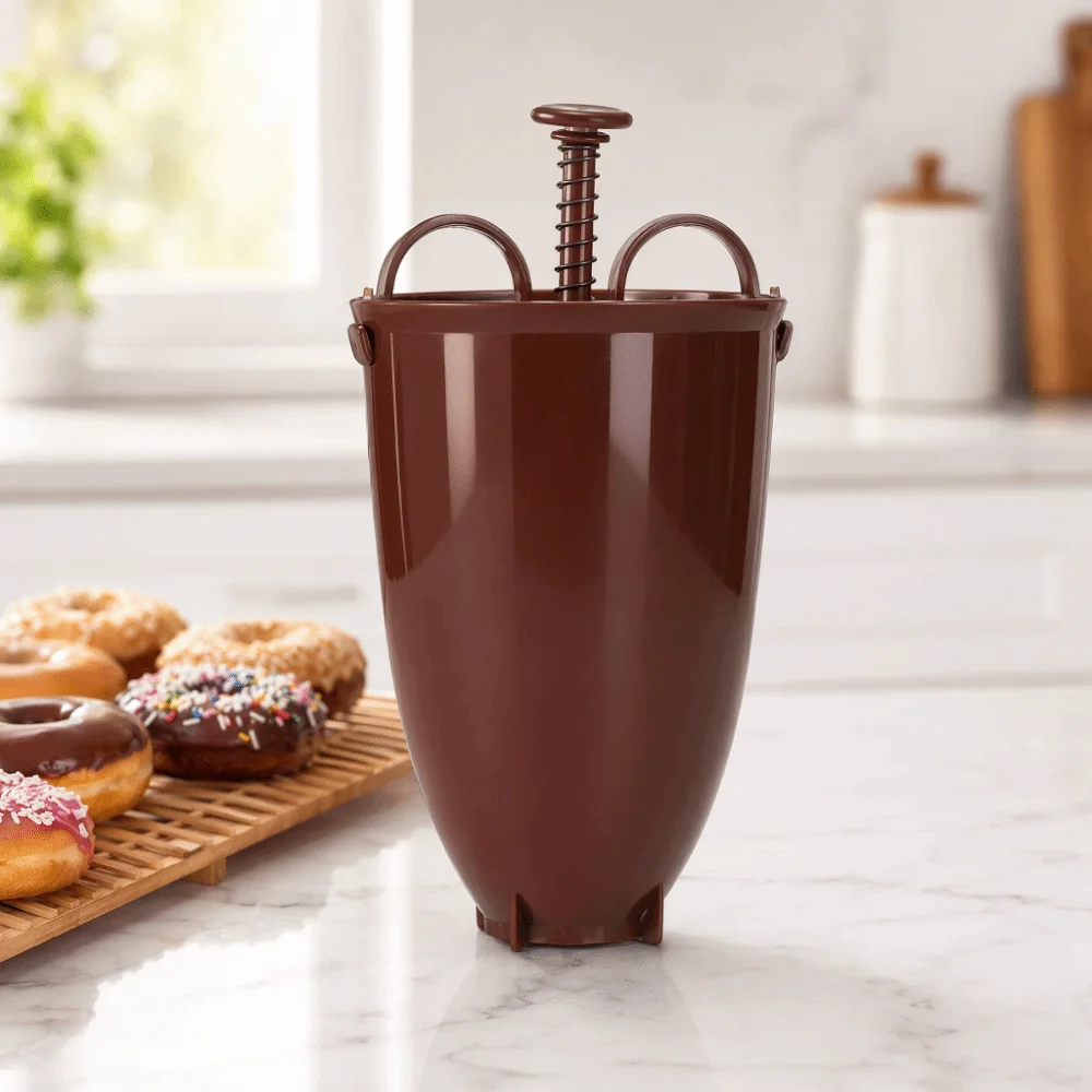 Food Grade PP Donut Dispenser Easy Clean Manual Operation Donut Mold Light Press Stainless Steel Doughnut Making Tool
