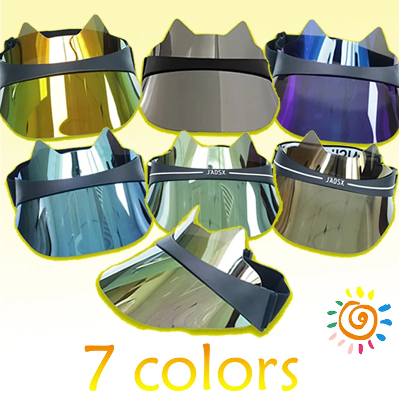 Gradient 7 Colors Mirror Visor Golf Cap Bling Casual Sport Kitty Sun Hats Fashion Adjustable UV Protect Sunblock Travel Vacation