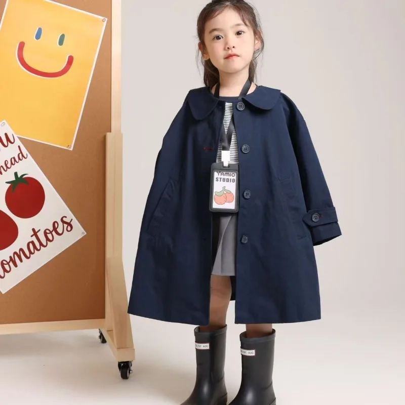 

2025 New Children's Trench Coat Mid Length Casual Autumn Wear for Girls