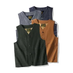12 oz Men Women Retro Double-layer Canvas Vest Outdoor Railway Denim Clothes Outdoor Workwear Camping Hiking Waistcoat