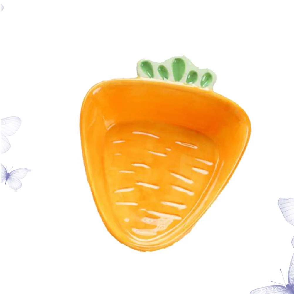 

Carrot Shaped Ceramic Plate Cartoon Bowl Condiment Tray Safe Eco Friendly Dessert Soup Prep Recipes Flatware